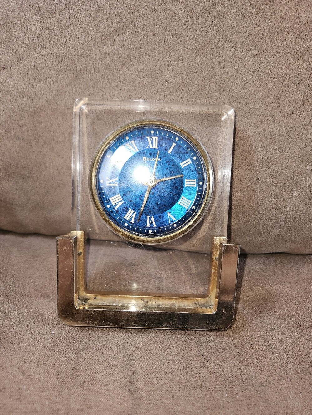 VTG Rare Mid Century Bulova 2RA007 Wind Up Alarm Clock Acrylic - Doesn't Work